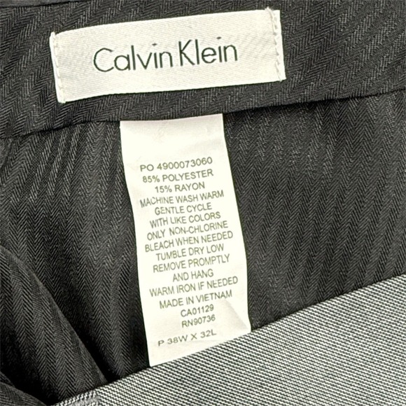 Calvin Klein Mens Grey Dress Pants Flat Front Suit Slacks Size 38W x 32L - Picture 6 of 7